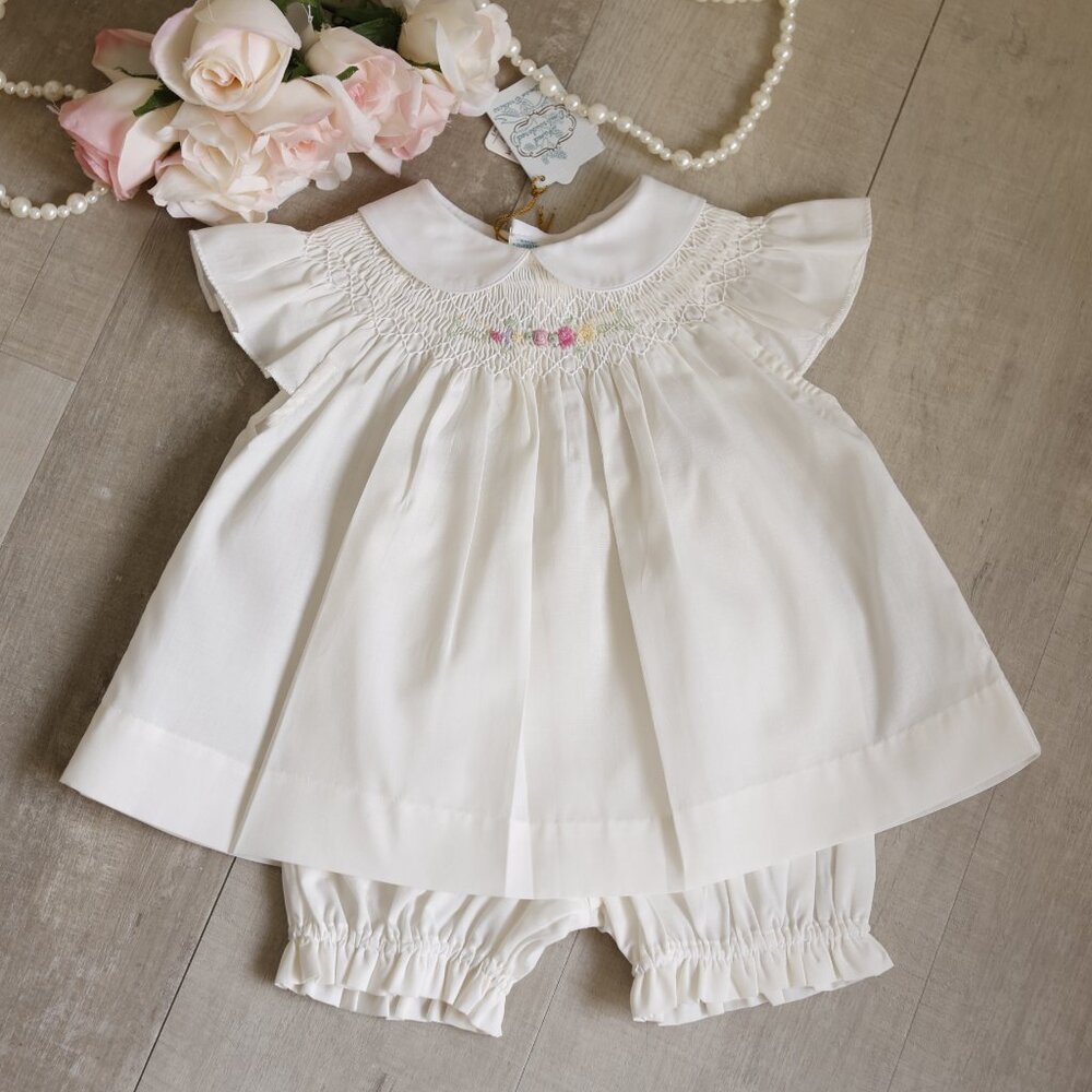 Yellow Smocked Dress and Bloomer Set Feltman Brothers 6/9 Months NWT RARE FIND